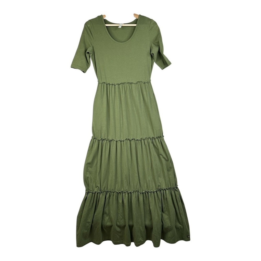 Matilda Jane Tiered Elbow Sleeve Maxi Dress size XS Army Green